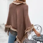poncho mode marron pour femme