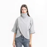 poncho en tissu plaid pour femme