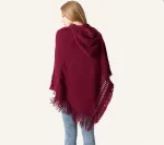 poncho capuche couleur unie