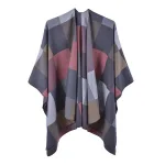 poncho femme décontracté à carreaux