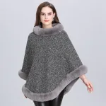 poncho femme tendance avec col fourrure