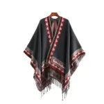 poncho à franges femme style ethnique