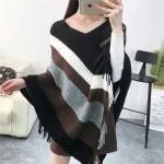 poncho chic femme rayures