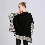 écharpe poncho femme en cachemire rayé