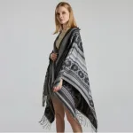 poncho à franges pour femme chic