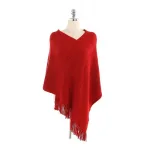 poncho en laine à franges pour femme