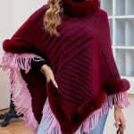poncho femme en polaire motif