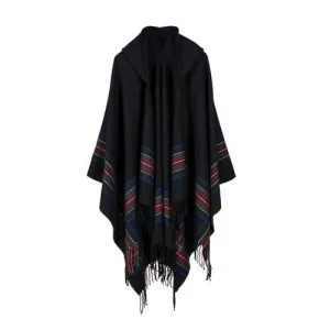 poncho femme ethnique à capuche