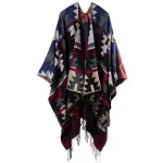 poncho long à motifs