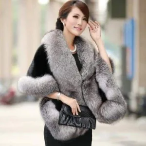 poncho femme fourrure luxe