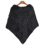 poncho femme fourrure rayée