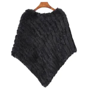 poncho femme fourrure rayée