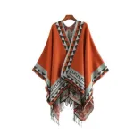 poncho à frange pour femme ethnique
