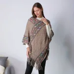 poncho femme laine beige