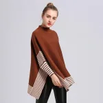 poncho en cachemire style rayé