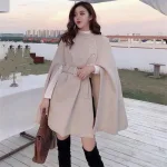 poncho femme long à ceinture