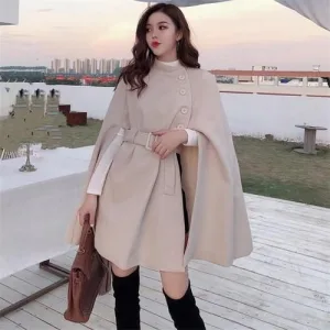 poncho femme long à ceinture