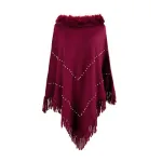 poncho chic avec col fourrure