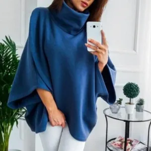 poncho femme plaid col montant