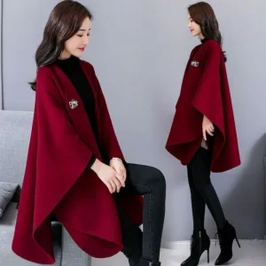 poncho femme rouge