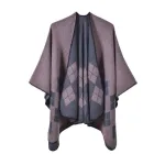 poncho en coton à carreaux pour l'automne