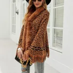 poncho élégant léopard femme