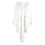 poncho femme tendance avec pompons