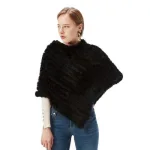 poncho fourrure rayé élégant femme
