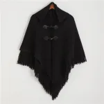poncho en tricot frangé femme