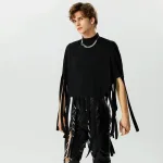 poncho tendance homme franges