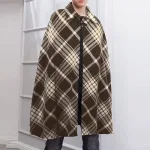 poncho doublé pour homme à carreaux