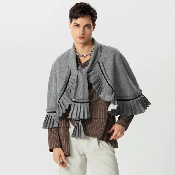 poncho homme avec écharpe