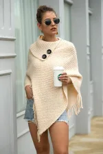 poncho laine boutonnés