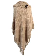 poncho laine oversize avec boutons
