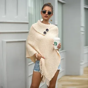 Poncho laine boutons