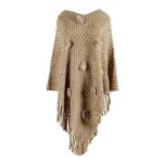 poncho à pompons pour femme