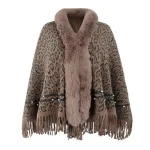 poncho femme en cachemire léopard