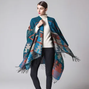 poncho long femme