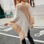 poncho à franges éthnique