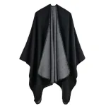 poncho noir à manches pour femme