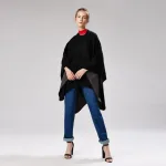 poncho en laine noir pour femme