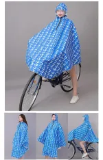 poncho vélo bleu motifs