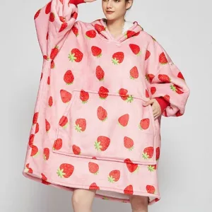 poncho polaire femme fraises