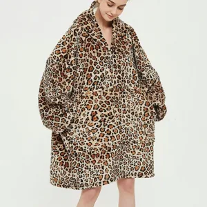 poncho polaire femme léopard