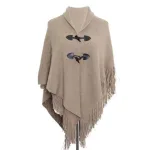 poncho frangé en laine