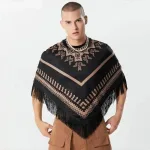 vêtement homme poncho avec franges