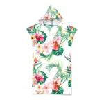 poncho surf fleurs roses