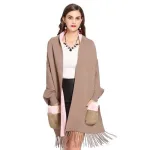 poncho à capuche femme fourrure
