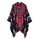poncho stylé à motifs floraux