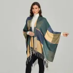 poncho confortable vert femme